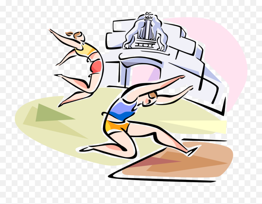 Vector Illustration Of Track And Field Long Jumpers Clipart - Surfer Emoji,Track And Field Clipart