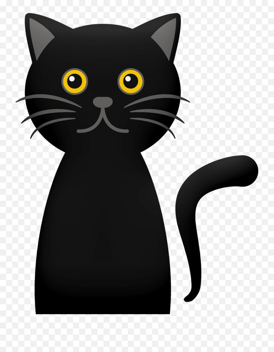 Cartoon Black Cat Clipart - Black Cat Emoji,Cat Clipart