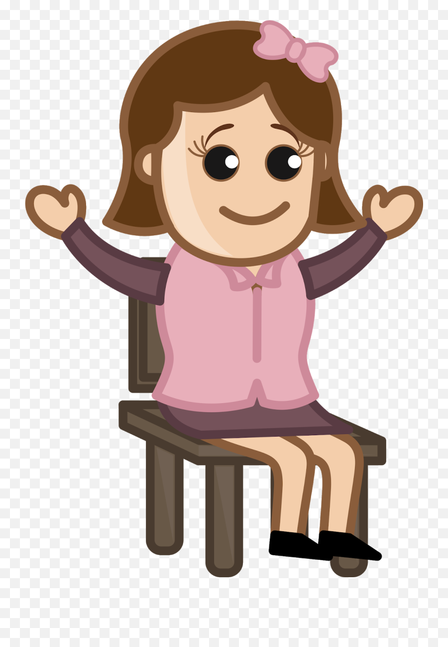 Cartoon Sitting In A Chair Clipart - Draw A Girl Studying Emoji,Well Clipart