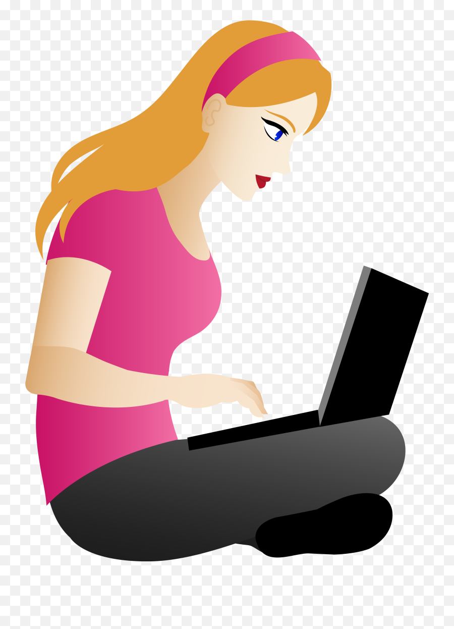 Person Using Laptop Clipart Clipartfest - Laptop With Women Clipart Emoji,Notebook Clipart