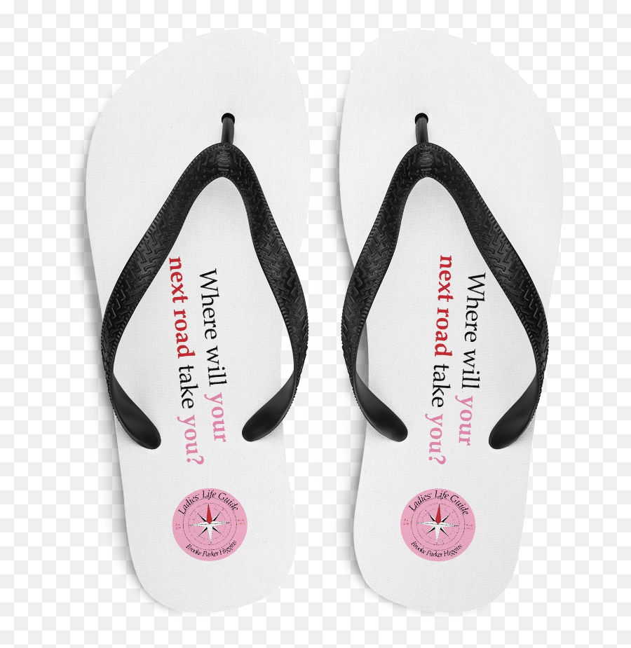White Flip Flops W Emoji,Pink Ladies Logo