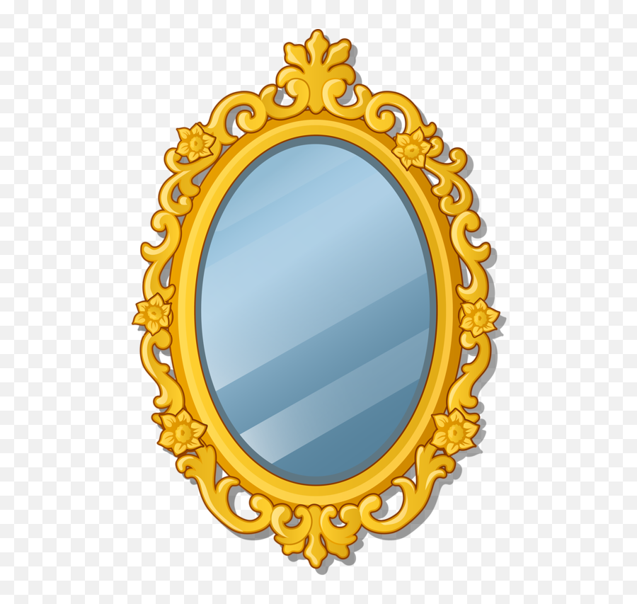 Gold Frames - Mirror Clipart 593x800 Png Clipart Download Gold Oval Frame Cartoon Emoji,Mirror Clipart