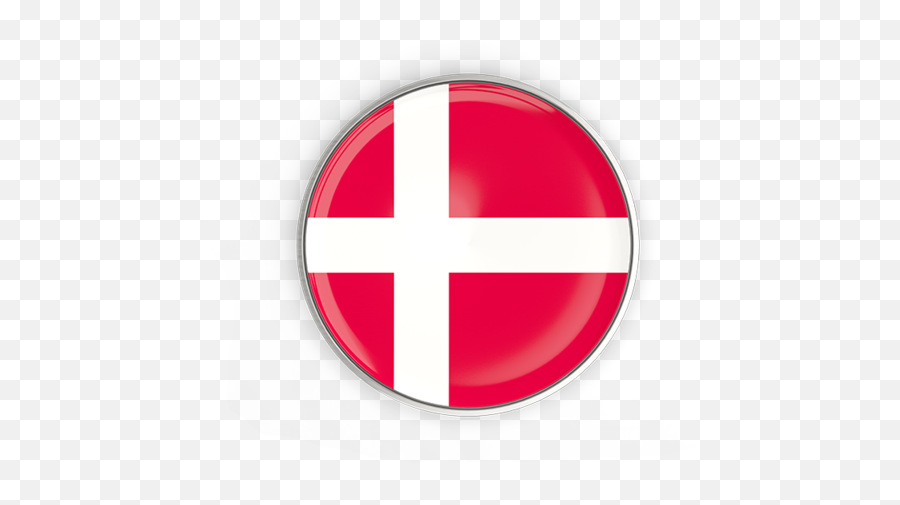 Round Button With Metal Frame Illustration Of Flag Of Denmark Emoji,Metal Frame Png