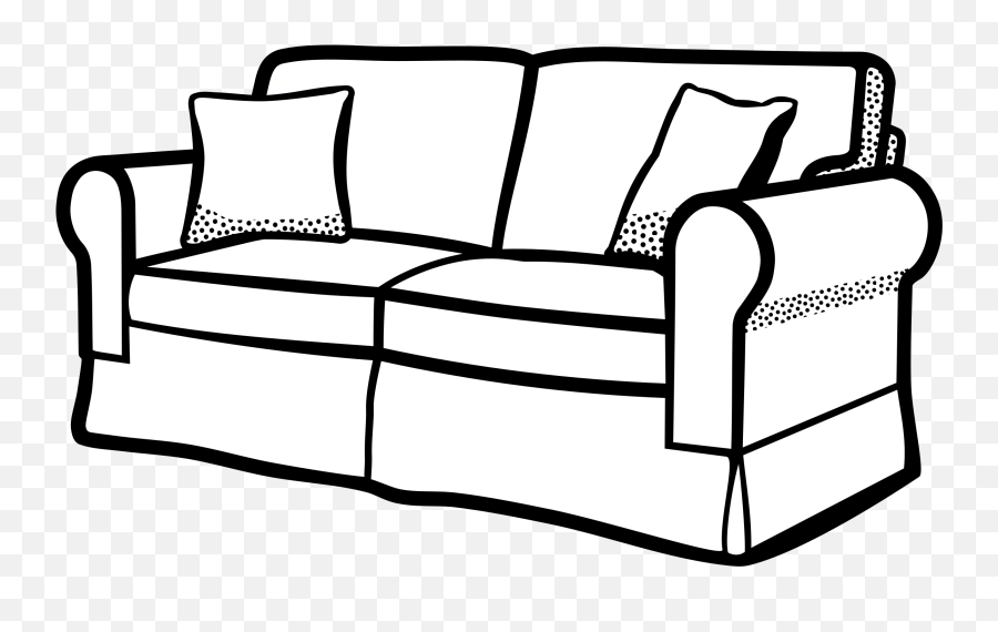 Black Couch Clip Art - Sofa Black And White Clip Art Emoji,Couch Clipart