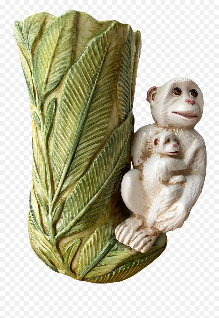 Mid Century Italian Monkey With Palm Leaves Vase Emoji,Baby Monkey Png