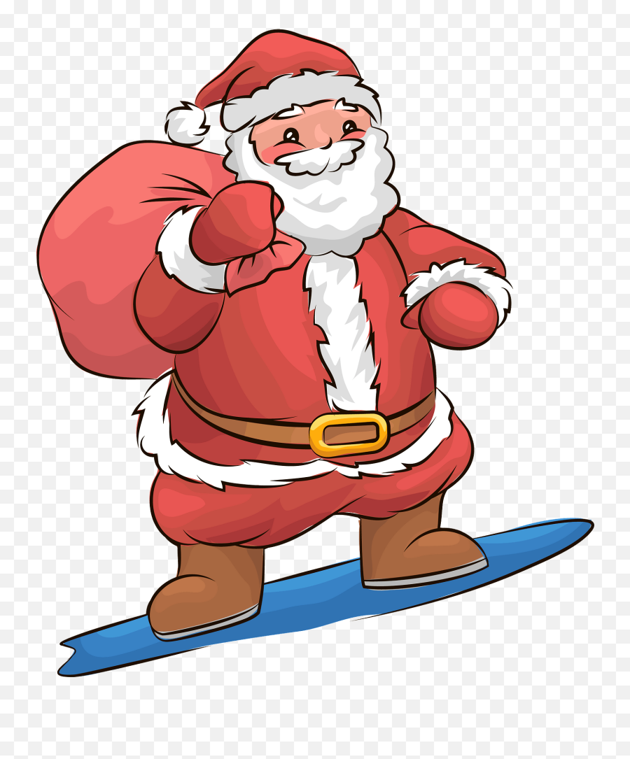 Santa Surfing Clipart - Santa Claus Emoji,Surfing Clipart