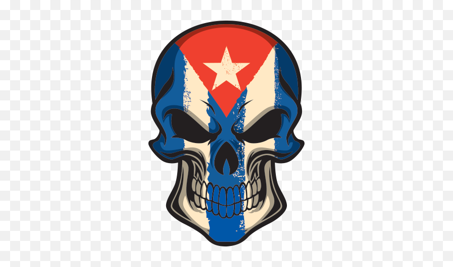 Printed Vinyl Cuba Flag Painted On - Cuban Flag Skull Emoji,Cuba Flag Png