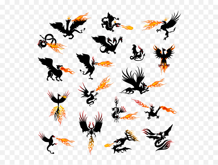 Dragon Phoenix Fire Bird Transparent Png Images U2013 Free Png Emoji,Phoenix Clipart