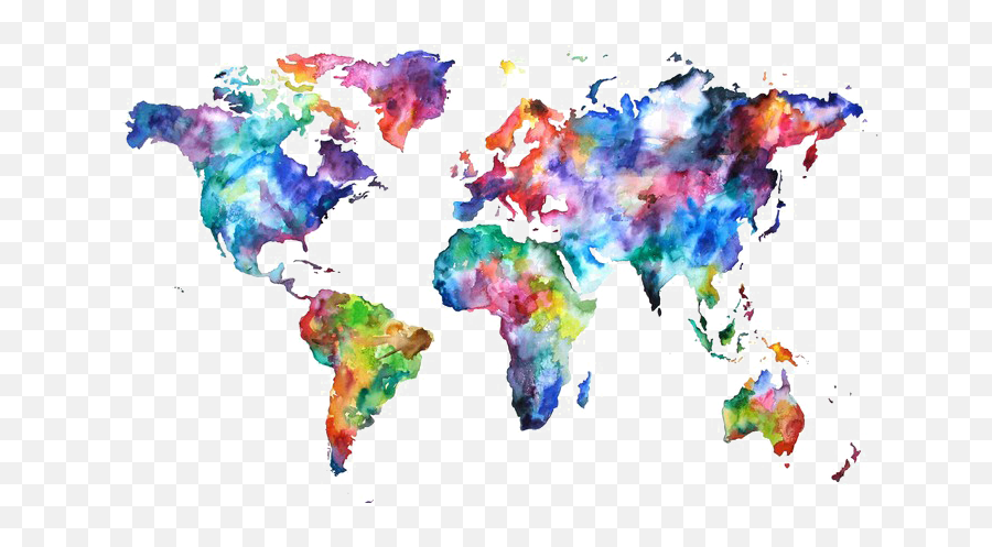 Art World - Artsy World Map Colorful Emoji,World Map Cliparts