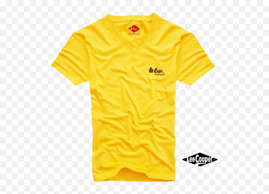 Lee Cooper Solid Yellow Vneck Tee With Brand Logo On Chest - Short Sleeve Emoji,Clothing Brand Logo