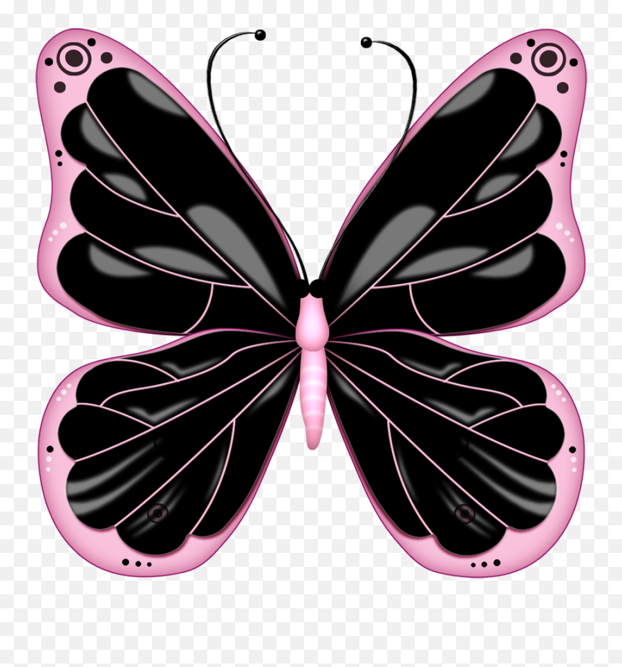 Pink Trim Butterfly 933x915 Clear Butterfly Clip Art - Butterfly Color Black And Pink Emoji,Butterflies Clipart