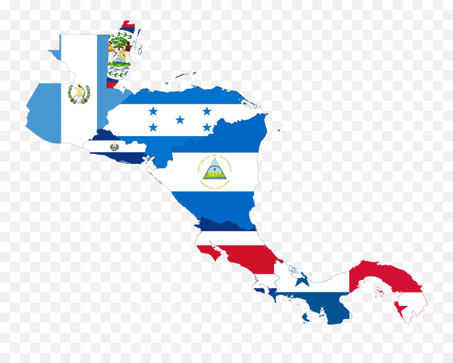 Map Of Central America With Flags Clipart - Full Size Emoji,Uruguay Flag Png