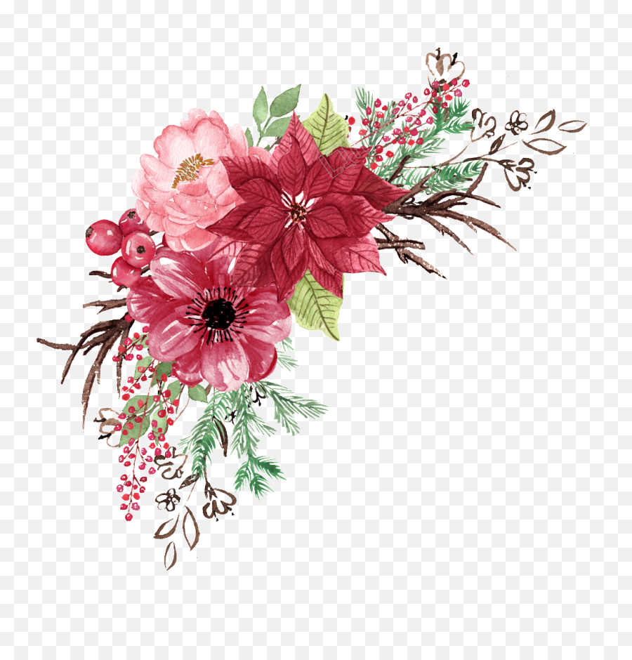 Red Watercolor Flowers Png Png - Flower Vector Watercolor Png Emoji,Watercolor Flowers Png