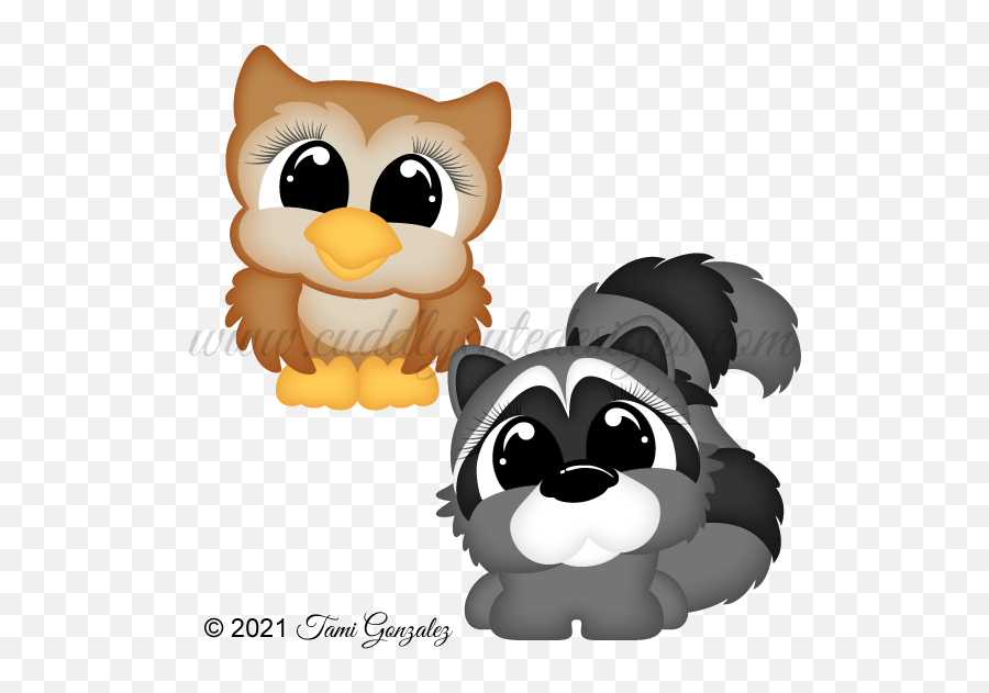 Pudgies - Owl U0026 Raccoon Emoji,Raccoons Clipart