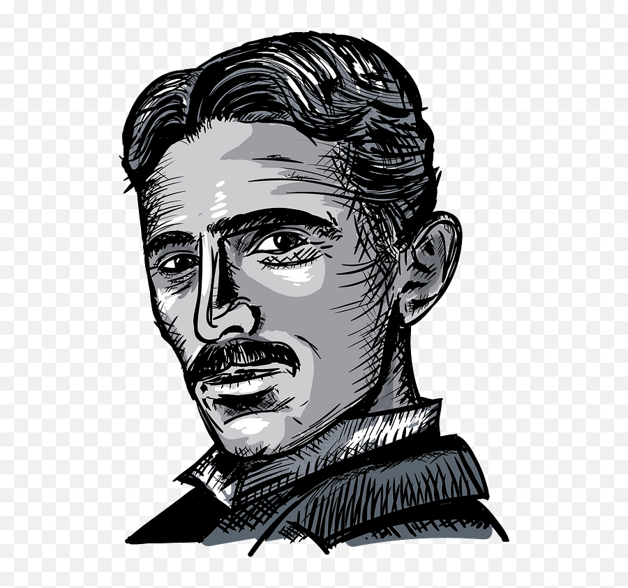 Nikola Tesla Portrait - Black And White Clipart Free Nikola Tesla Emoji,Tesla Png