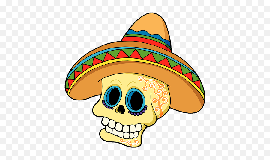 Download Cartoon Mexican Skull Png Image With No Background - Mexican Food Clipart Emoji,Cartoon Skull Png