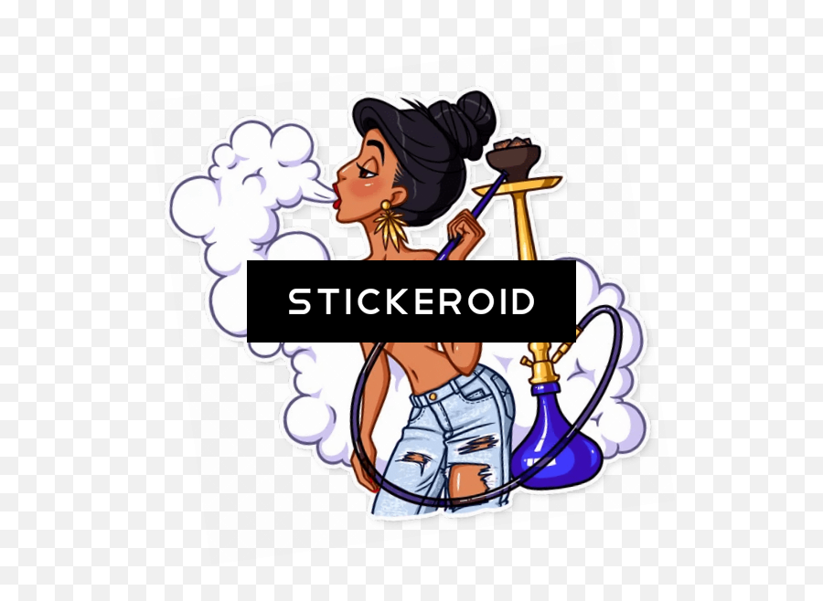 Calabash Hooka Hookah - Lady Smoking Hookah Clip Art Emoji,Hookah Clipart
