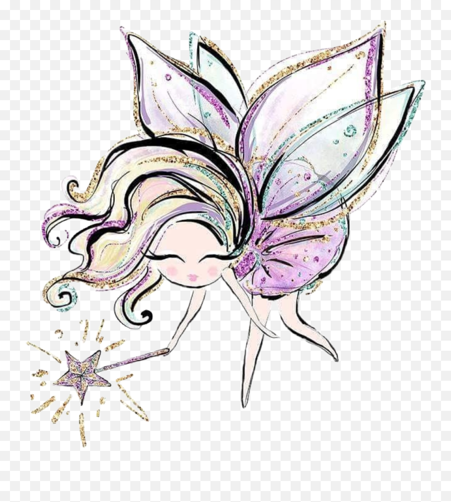 Illustration Fairy Watercolor Clipart - Illustration Fairy Watercolor Emoji,Princess Wand Clipart