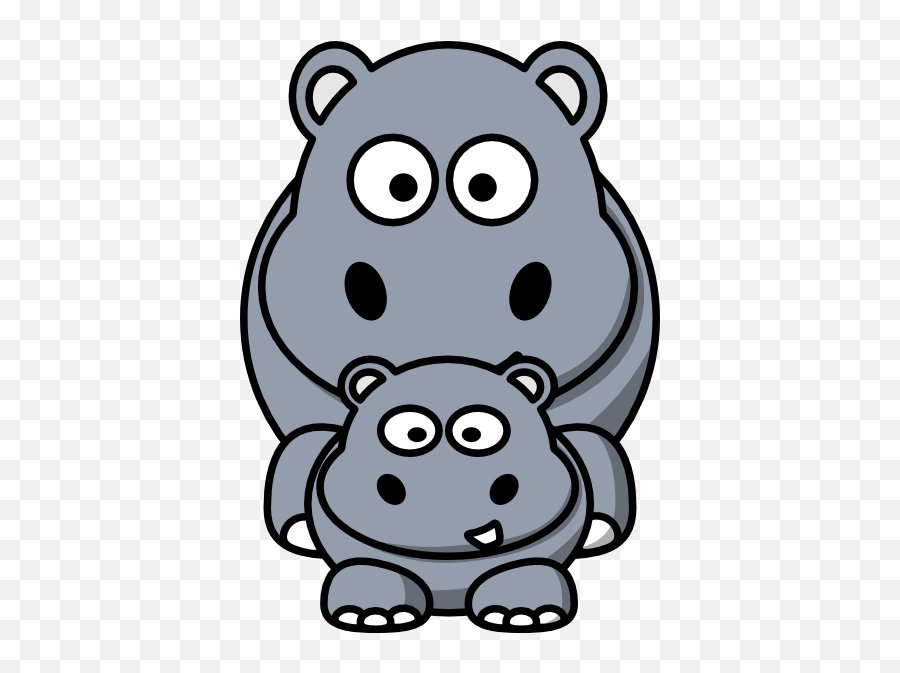 Hippo Mom Clip Art At Clkercom - Vector Clip Art Online Cartoon Hippo Mother And Baby Emoji,Hippo Clipart