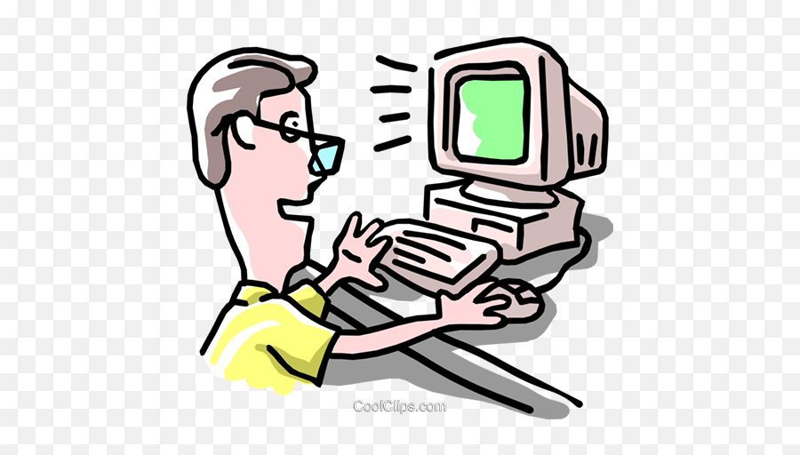 Man Working At Computer Royalty Free Vector Clip Art Emoji,Computadora Png