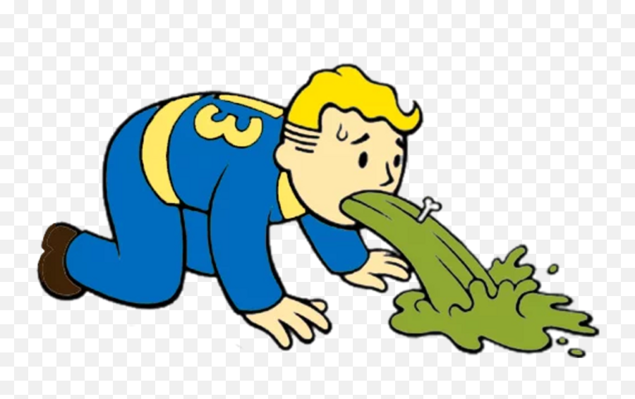 Download Hd Fallout Vaultboy Vault Boy Cartoon Vomiting Emoji,Throwing Up Clipart