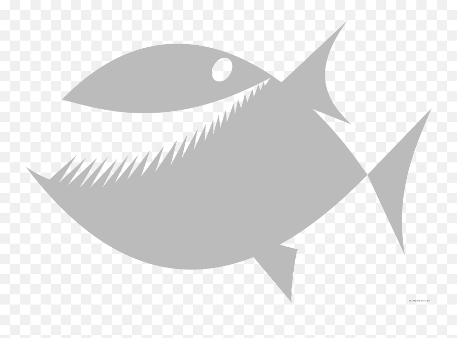 Download Fish Silhouette Clipart - Fish With Teeth Clipart Piranha Cartoon Png Silhouette Emoji,Teeth Clipart
