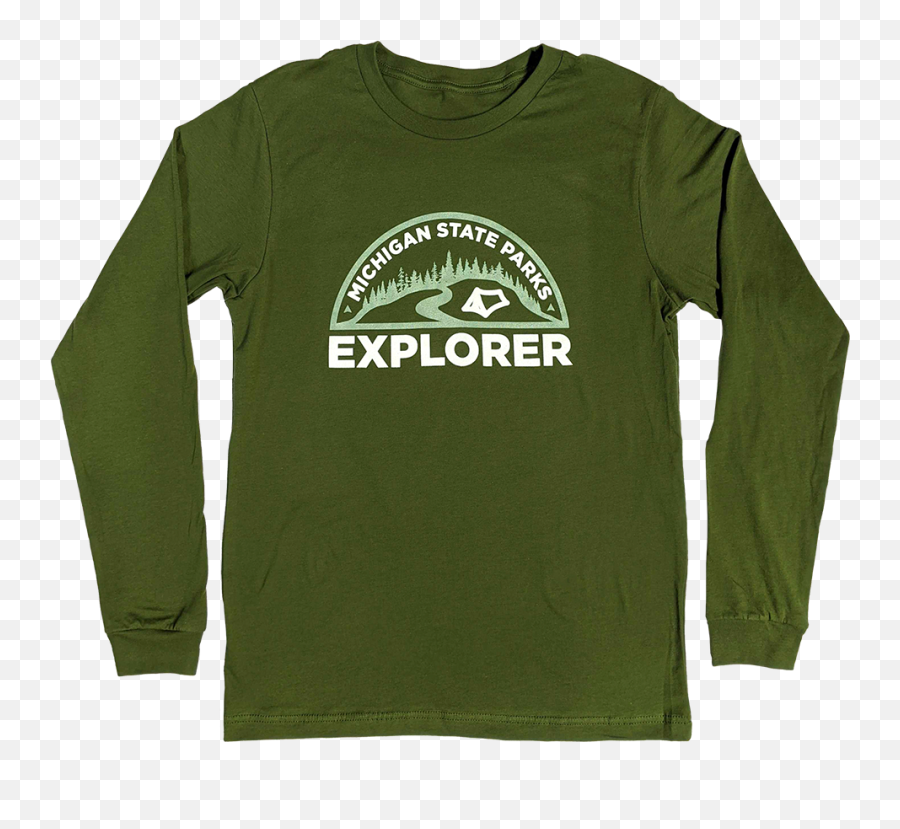 Michigan State Parks Explorer Olive Longsleeve T - Shirt Emoji,Michigan State Png