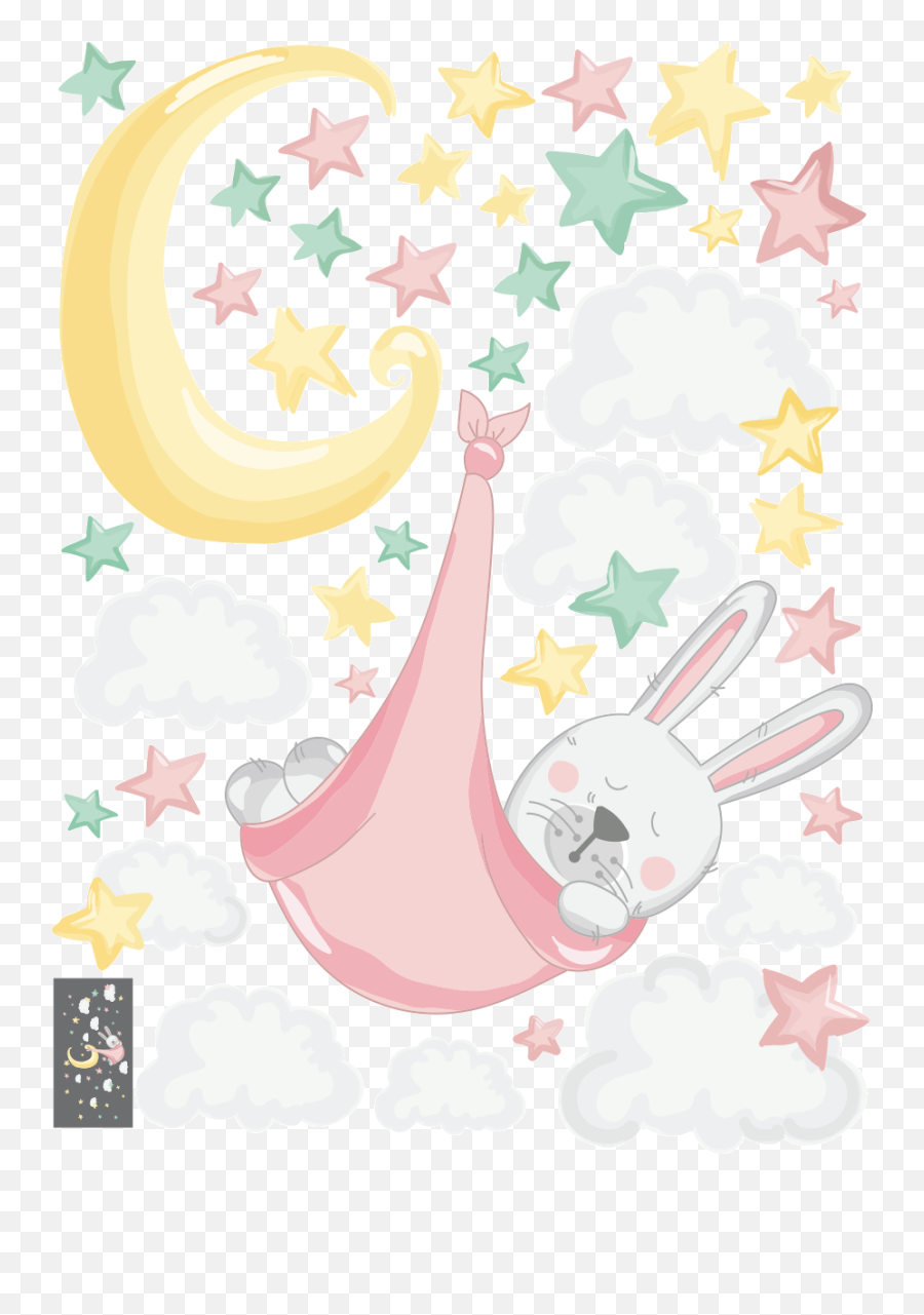 Rabbits In His Magic Diaper Wall Decal Emoji,Swaddled Baby Clipart