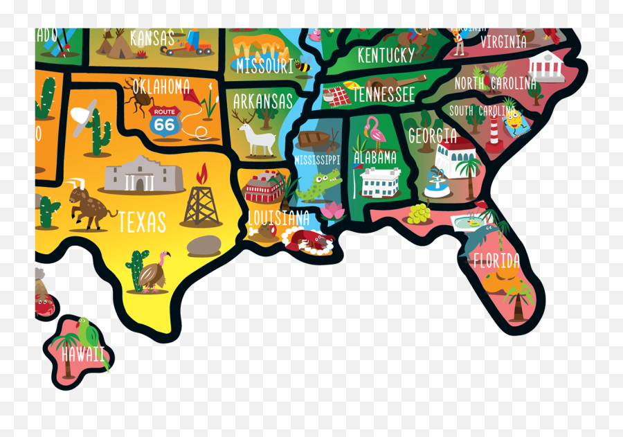 Usa Map Cartoon Illustration On Behance Emoji,Usa Map Transparent