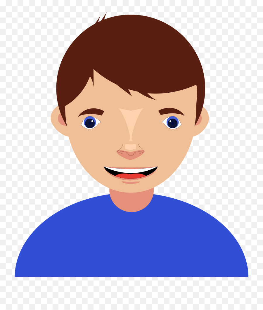 Brown Haired Boy With A Blue Shirt Clipart Free Download Emoji,Expression Clipart