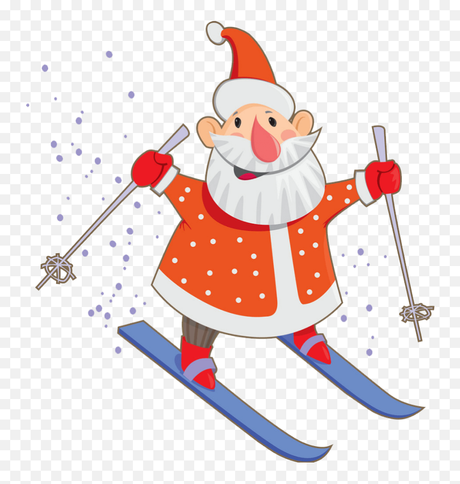 Santa Claus Skiing Clipart Transparent - Santa Claus Emoji,Ski Clipart