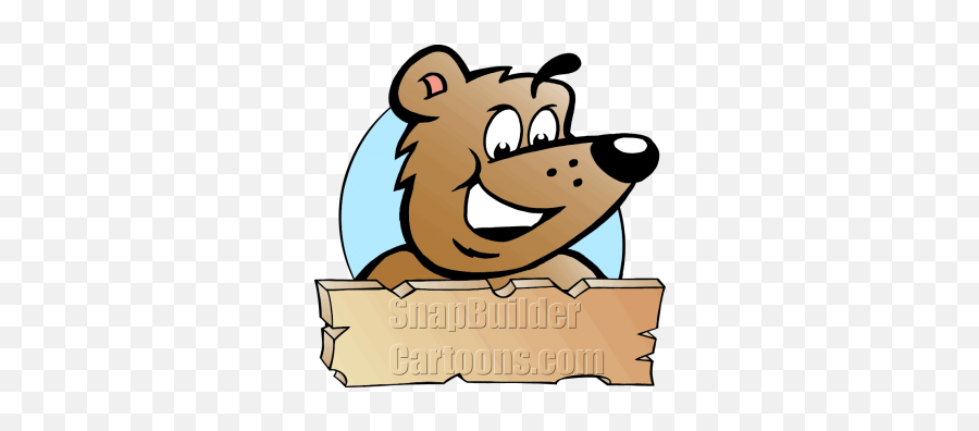 Brown Bear Holding Wood Plank Board - Vector Graphics Emoji,Bear Mascot Logo