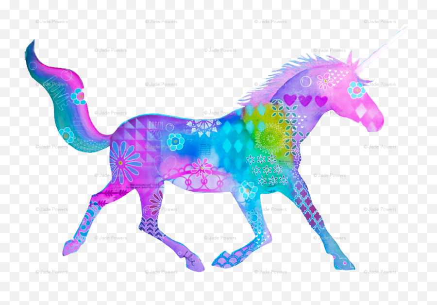 Download Mixed Media Colorful Unicorn Silhouette Wallpaper - Unicorn Emoji,Unicorn Silhouette Png