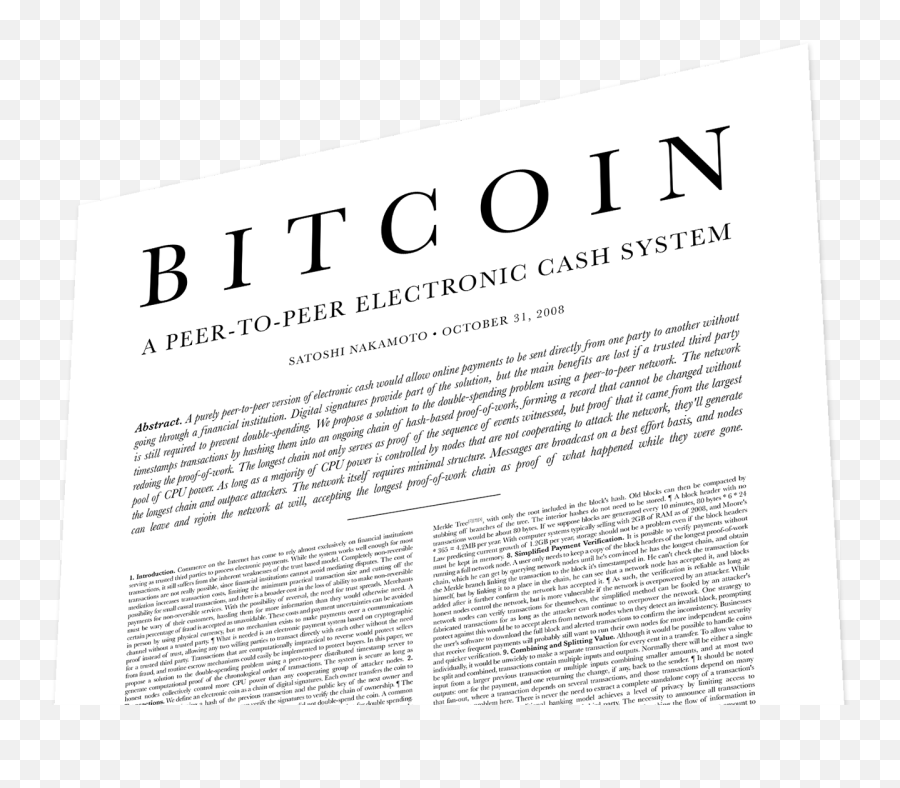 The Bitcoin Whitepaper After Ten Years - Bitcoin White Paper Png Emoji,White Paper Png