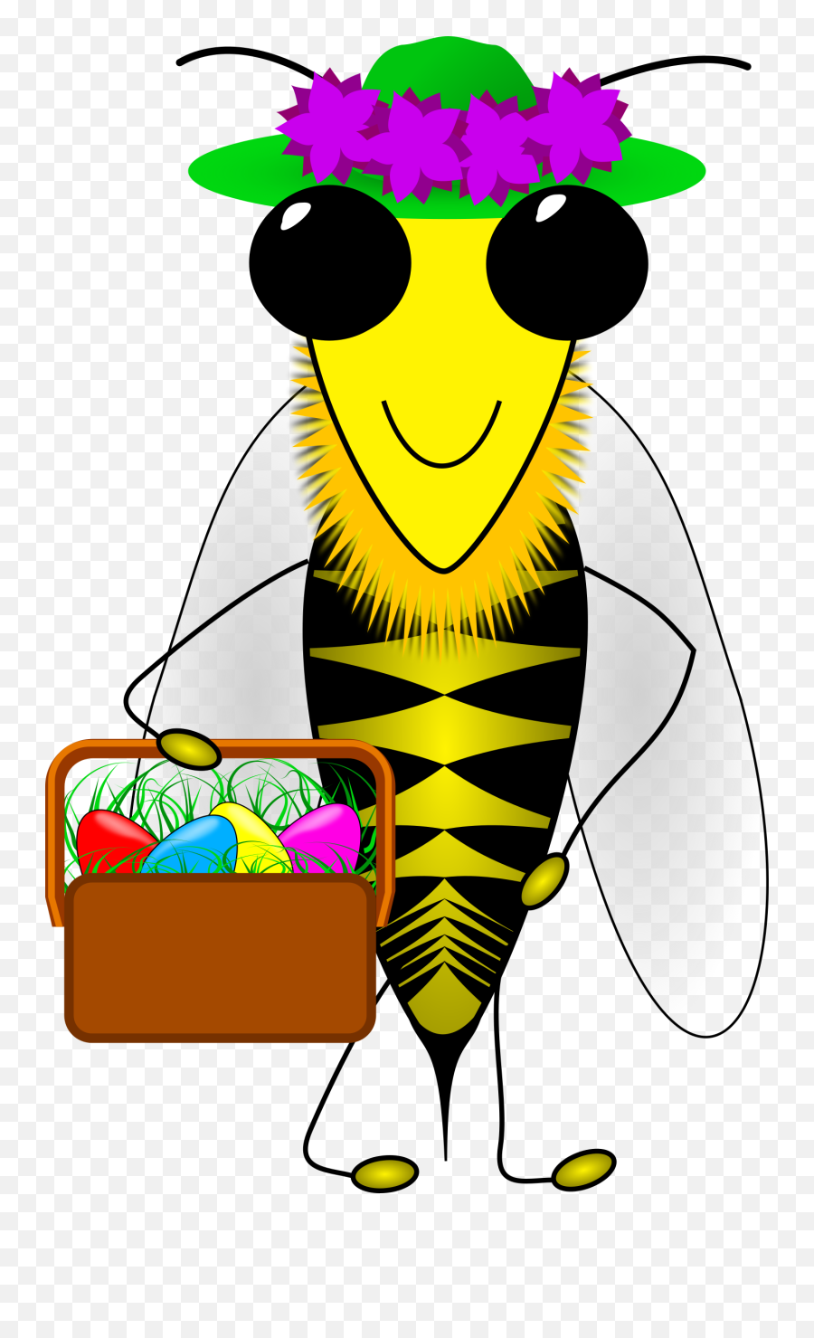 Honey Bee With Easter Basket Clipart Free Download - Bee With Easter Eggs Emoji,Easter Basket Clipart