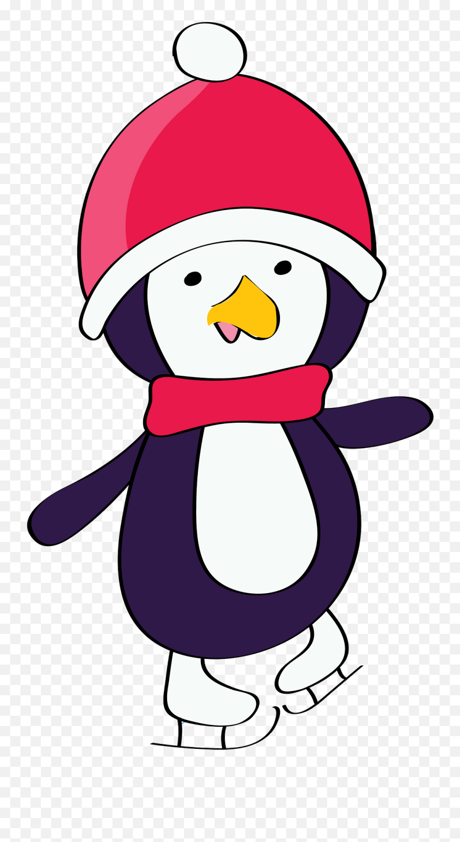 Christmas Penguin On The Skates Clipart Free Download - Fictional Character Emoji,Christmas Penguin Clipart