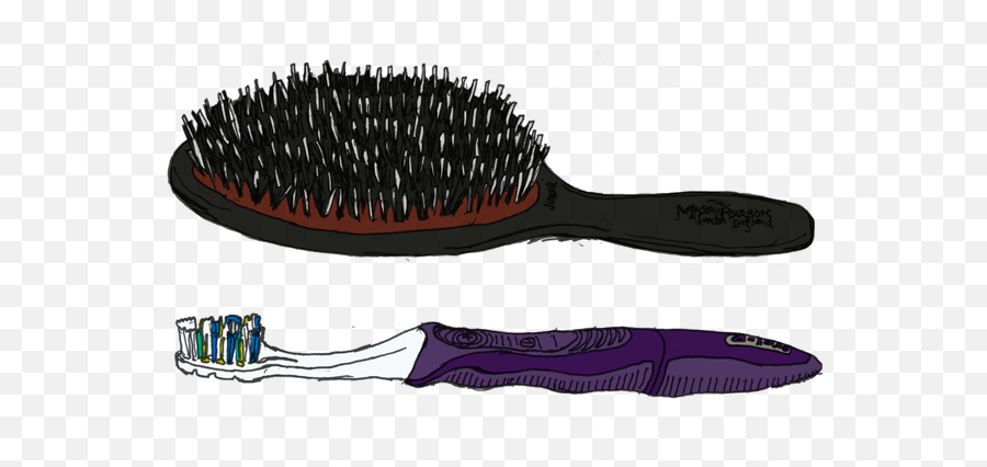 Download Hairbrush And Toothbrush My Drawings Sketchbook Emoji,Hair Brush Png