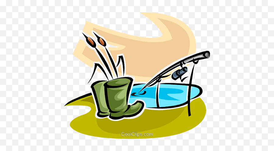 Rubber Boots And A Fishing Rod Royalty Free Vector Clip Art - Drawing Emoji,Fishing Rod Clipart