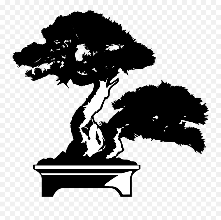 Japan Clipart Bonsai Tree - Bonsai Tree Vector Png Full Black And White Drawing Bonsai Emoji,Japan Clipart