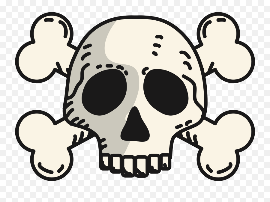 Skull And Crossbones Jolly Roger Clip Art Illustration - Online Skull And Crossbones Emoji,Cartoon Skull Png
