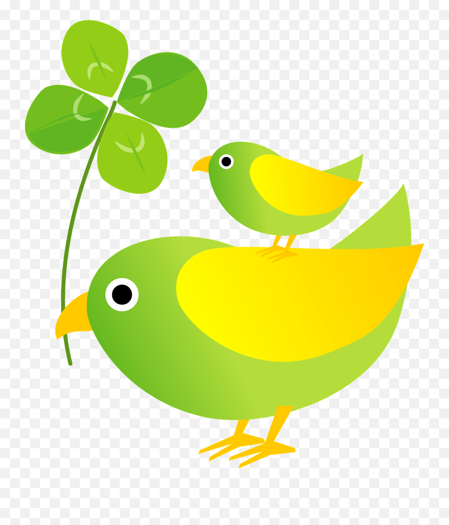 Birds Holding Clover Clipart Free Download Transparent Png - Yellow Cartoon Bird Clover Clipart Emoji,Clover Clipart