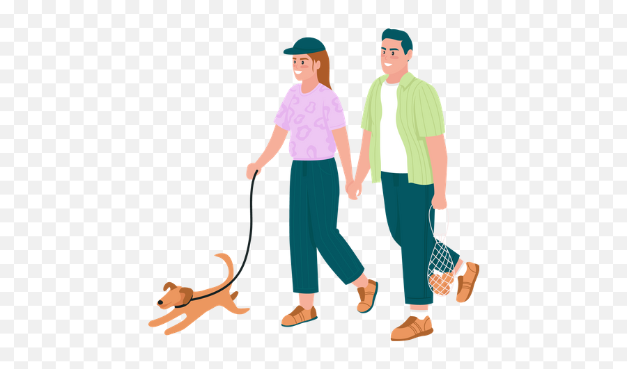 Best Premium Happy Couple Walking Dog Illustration Emoji,Couple Walking Png
