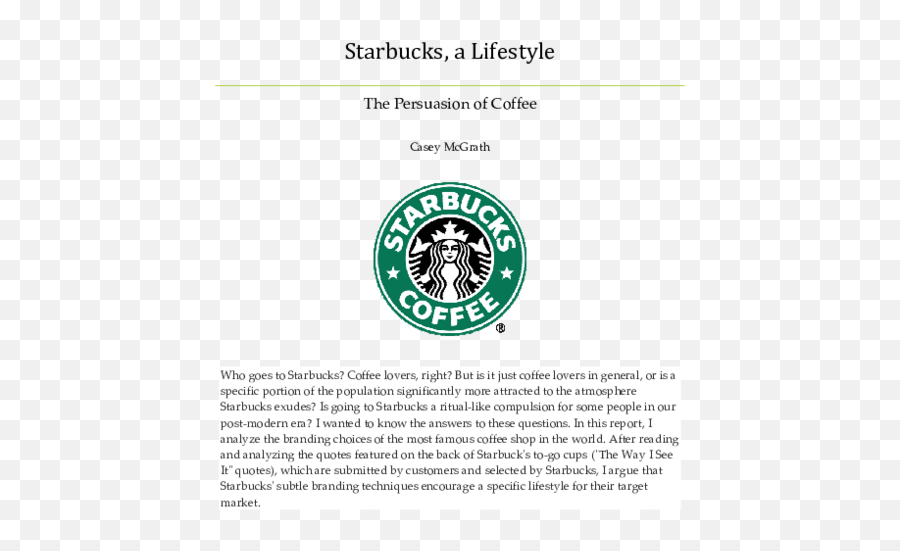 Pdf Mainly Logo Hayot Bolabekov - Academiaedu Starbucks Behavioral Segmentation Emoji,Starbucks Logo Evolution