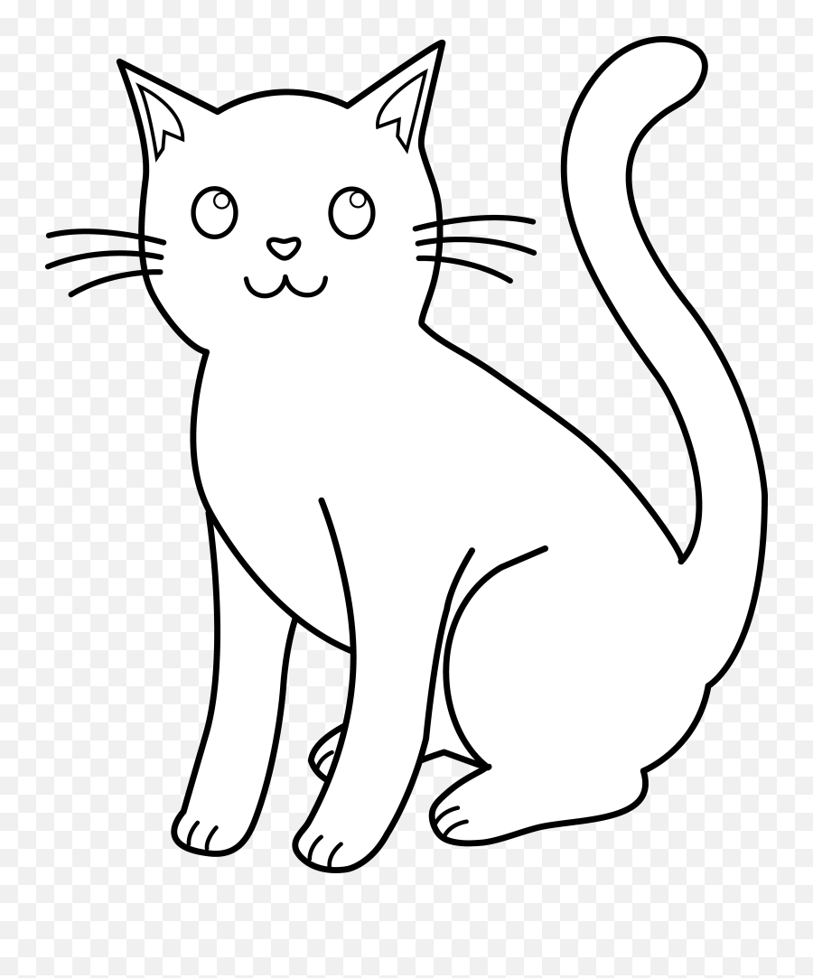 Cat Clipart Outline Cat Outline - Cat Clipart Black And White Emoji,Cat Clipart