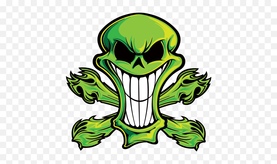 Printed Vinyl Cartoon Green Skull Stickers Factory - Green Cartoon Skull Png Emoji,Cartoon Skull Png