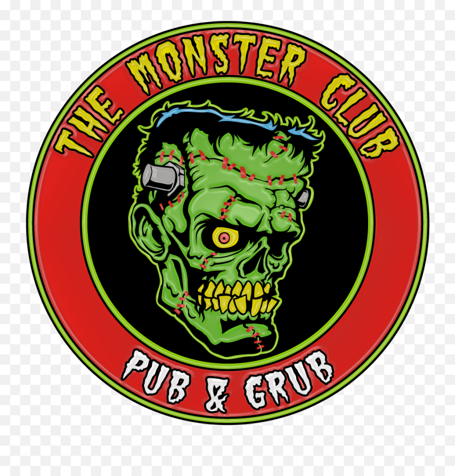 8867 - Monster Club Round Logo Enamel Pin Language Emoji,Round Logo
