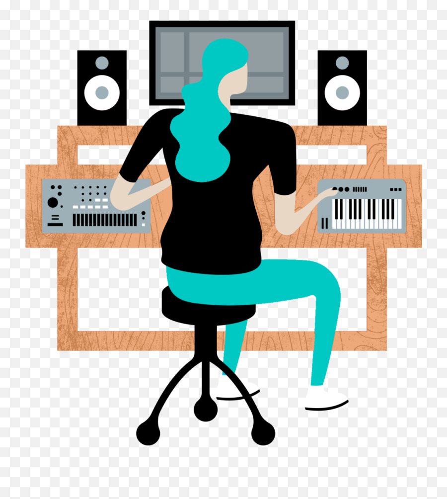 Piano Clipart Female Pianist - Sitting Transparent Cartoon Swivel Chair Emoji,Piano Clipart