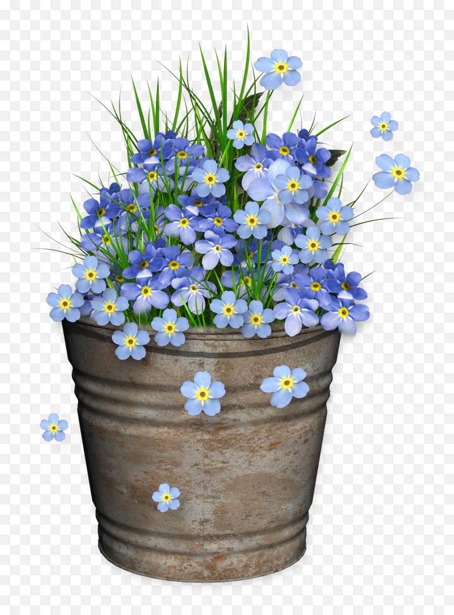 Flower Painting - Clip Art Bucket Of Flowers Emoji,Forget Me Not Flowers Clipart