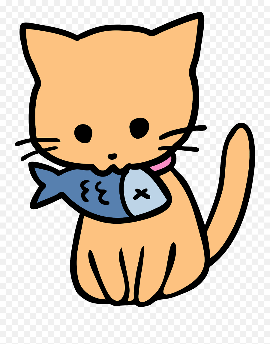 Cat Holding A Fish In Its Mouth Clipart Free Download - Happy Emoji,Clipart - Cat