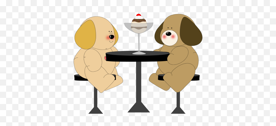 Dogs Sharing Ice Cream Clip Art - Dogs Sharing Ice Cream Dog Eating At Table Clipart Emoji,Eating Clipart